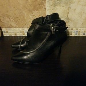 High heel leather booties